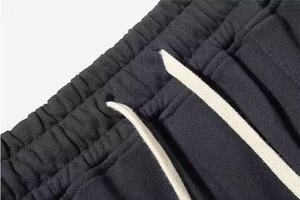 2026 Men's <b>Black</b> Drawstring Bermuda Shorts Casual Solid Color Polyester Sport Shorts Breathable Knitted Mid Waist gym shorts - Product Image 4