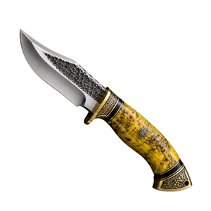 Cuchillo de Hoja Fija Hecho a Mano con Punta Caída, Hoja de Acero Inoxidable, Mango Amarillo, Cuchillo de Caza, Grosor de 0.6mm - Product Image 5