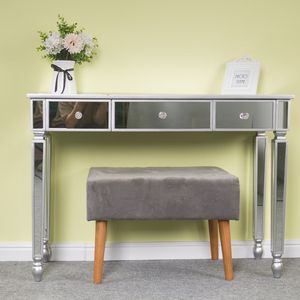 Contemporary Three-Drawers <b>Mirror</b> Console Table LED Feature Dresser for <b>Makeup</b> Vanity or Vanity Table Wood Material - Product Image 3