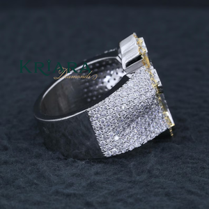 Bague croix pour homme en argent 925 plaqué or blanc, style religieux, diamants de laboratoire taille brillant ronde, bijoux - Product Image 4