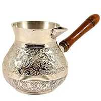 Ensemble de cafetières turques en laiton émaillé bleu, art Meenakari, cafetière Cezve Ibrik en laiton, cafetière arabe avec poignée en bois