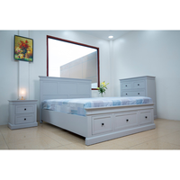 Livraison Rapide Ensembles de Chambres Modernes en Bois du Vietnam Lits Élégants Armoires Commodes Tailles de Lit Personnalisables Montage Facile