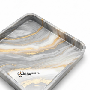 Bandeja de Almacenamiento Cuadrada Moderna de Resina al por Mayor, Plato Decorativo Personalizado con Diseño de Mármol Gris, Artesanía de Resina Premium para Empresas - Product Image 2