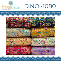 Tissu Premium Fendy Georgette Non-tissé en Polyester/Nylon/Métallique Brodé de Perles Florales pour Mariage, Accessoires Respirants