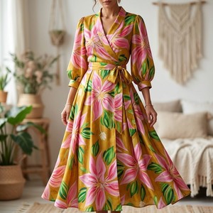 Tela de Satén de Poliviscosa de Diseño para Vestidos de Mujer Contemporáneos, Conjuntos Coordinados y Prendas Elegantes - Product Image 4