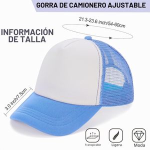 Gorra de Camionero Ajustable, Transpirable, de Malla, con Contraste de Color Azul y Blanco, de 6 Paneles, Unisex, Estilo Béisbol - Product Image 1