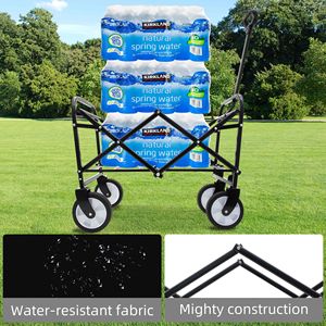 Chariot de chariot pliable pliable roues tout-terrain prend en charge 225lbs sport jardinage pêche Camping Shopping utilitaire épicerie - Product Image 2