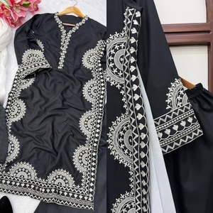 <b>Black</b> Embroidered <b>Kaftan</b> With Embroidery Work For Women Traditional Casual Wear From Indian Supplier - Product Image 6