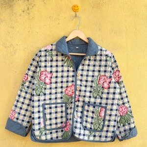 Quilted Kantha Cotton <b>Jacket</b> Floral Hand Block Printed <b>Reversible</b> Boho Women Tie Up Short <b>Jacket</b> Lightweight Outerwear - Product Image 5