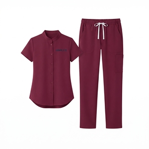 Ensemble de blouses médicales pour femmes Hawk Eye, couleur bordeaux, polyester, uniforme médical, vêtements de travail pour hôpital, pantalon et haut - Product Image 4