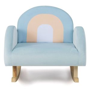 Chaise à bascule pour tout-petits avec cadre en bois massif et revêtement en velours doux, chaise pour enfants - Product Image 5