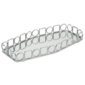 Rectangular Metal Storage Tray Polished Finish <b>Minimalist</b> Design <b>Table</b> Use Neatening Organization Single Tier - Product Image 5