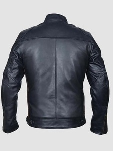 เสื้อแจ็คเก็ตวาร์ซิตี้ผ้าวูลแบบยูนิเซ็กซ์ สีครีมเบจ แขนหนังสีดำ - Product Image 3