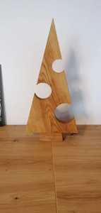 Ensemble de décorations de Noël en bois sur le thème de la romance, marron naturel, triangulaires, pour table, fête de fin d'année, durables et écologiques - Product Image 5