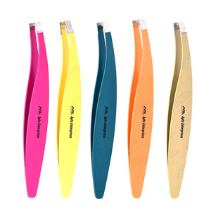แหนบคิ้วแบบเอียงสว่างเครื่องมือแต่งคิ้วแหนบสเตนเลสสีงานตามสั่ง - Product Image 1