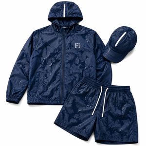 Chaqueta cortavientos con capucha y cremallera de diseño personalizado, reactiva al agua, impermeable, con patrón que cambia con el agua, para hombre. - Product Image 3
