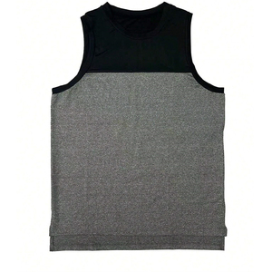Camiseta sin mangas para hombre, cuello redondo, tejido de punto, color liso, estilo deportivo, de secado rápido, transpirable, para entrenamiento, a la moda. - Product Image 3