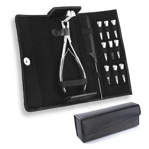 Kit professionnel de pinces pour extensions capillaires en acier inoxydable, étanche, noir, avec outils pour extensions adhésives, peigne à queue et pinces, pour salon (vente en gros) - Product Image 1