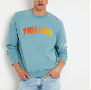 Sweat-shirt en molleton de coton lourd à col rond avec logo brodé personnalisé, style hip-hop, OEM ODM, 100% coton, sweat-shirt pour homme - Product Image 5