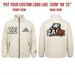 Premium 300 GSM Polar Fleece Long <b>Jacket</b> Soft Warm Full Zip High Neck Custom Embossed Logo Front for Autumn Wear - Product Image 1