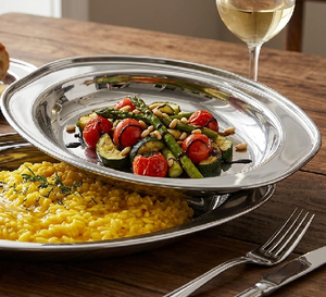 Platos de Servir Ovalados de Acero Inoxidable, Metal Pulido, Diseño Moderno, Aptos para Lavavajillas, Platos de Color Sólido - Product Image 1