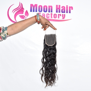 Cierre de cabello virgen vietnamita natural negro, ondulado profundo, con encaje transparente HD 4x4, suave - Product Image 5