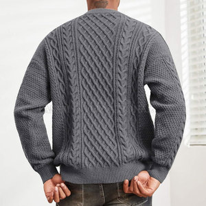 Pull tricoté décontracté pour homme, couleur unie, faible MOQ, pour usage extérieur, vente en gros - Product Image 2