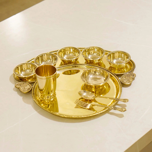Handcrafted <b>6</b>-Piece Hammered Stainless Steel Thali <b>Set</b> Heavy Gauge Mirror Finish Indian <b>Dinnerware</b> <b>For</b> Traditional Royal Dining - Product Image 5