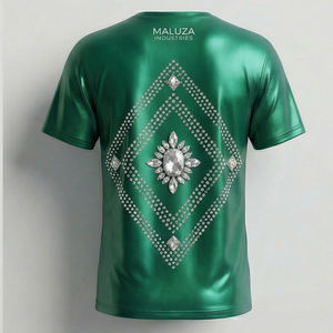 เสื้อยืดผู้ชายแบบโอเวอร์ไซส์ ประดับคริสตัลสีเงินหรูหรา สไตล์สตรีทแวร์ - Product Image 2