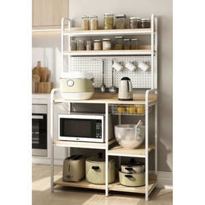 Multifunctional Kitchen Storage <b>Rack</b> With 5 Tiers Wood Shelves Wooden Kitchen Storage Cabinet - Product Image 5