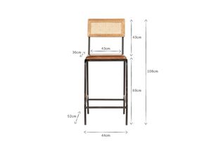 Iswa Leather & Cane Bar <b>Chair</b> Aged <b>Tan</b> Finish Premium Handcrafted Design Modern Rustic Style Worldwide from India - Product Image 2