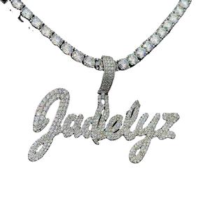 Stylish Diamond Pendant in Sterling silver with your <b>Name</b> as a pendant Premium diamond jewelry for girls with tennis <b>chain</b> - Product Image 1