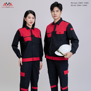 Ropa de trabajo FMF para hombre y mujer, de manga corta, combinación en negro y rojo - Product Image 1