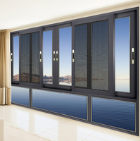 Ventana Corredera Horizontal Moderna de Doble Acristalamiento de Aleación de Aluminio Insonorizada con Malla de Acero Inoxidable para Casas y Villas
