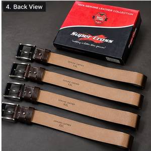 Ceinture en cuir de vache véritable 40 mm avec boucle ardillon carrée solide, pour tenue décontractée ou professionnelle, sangle ajustable, logo personnalisé - Product Image 4