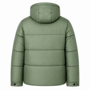 Blouson matelassé unisexe avec capuche à cordon, poches contrastantes zippées, poignets ajustables à boutons-pression, isolé pour l'hiver et les activités de plein air - Product Image 3