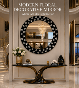 Miroir mural rond avec incrustations, design galet, miroir décoratif pour salle de bain, chambre à coucher, salon, moderne et élégant, à fixer au mur, 24 pouces - Product Image 5