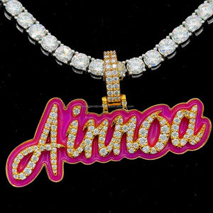 จี้เพชรโมอิสสั่งทำ925จี้ตัวอักษรฮิปฮอปจี้เคลือบสีเงินจี้โมอิสซาไนต์ - Product Image 3