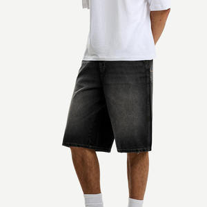 Custom Men’s Baggy Denim <b>Shorts</b> Vintage Washed <b>Black</b> <b>Jean</b> <b>Shorts</b> Loose Fit Knee Length Streetwear Jorts Wholesale - Product Image 4
