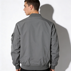 Customized Blank Bomber <b>Jackets</b> with Embroidered Logo Stand Collar Zipper Front Pocket Varsity Custom <b>Jacket</b> for <b>Men</b> - Product Image 5