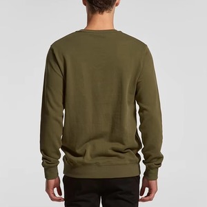 Suéter de Cuello Redondo Color Verde Oliva para Hombre, Corte Regular, Color Sólido, Informal, Tejido, 100% Algodón, Ropa de Otoño - Product Image 2