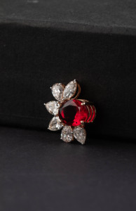 Pendentif élégant en or rose 14 carats avec diamants marquise et poire de 1,93 carats et accent rubis, bijou raffiné, cadeau pour femme, anniversaire, mariage - Product Image 4