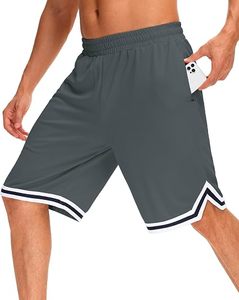 Shorts Bermuda pour homme gris uni, séchage rapide, respirant, protection UV, poches, fermeture à cordon, shorts décontractés en tricot - Product Image 1