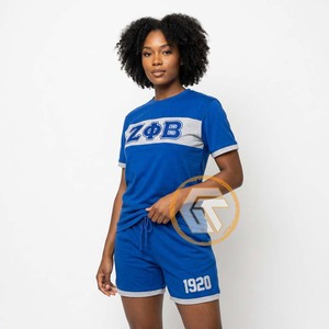 Conjunto de 2 Piezas para Mujer, Zeta Phi Beta, Casual, 100% Algodón, Felpa, Transpirable, de Secado Rápido, Bordado, Ropa de Sororidad - Product Image 4
