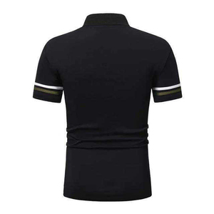 เสื้อโปโลผู้ชายลายทางแนวตั้งผ้าวูลผสมขนสัตว์ถักแบบริบสำหรับฤดูร้อน พร้อมบริการจัดส่ง - Product Image 3