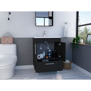 Singola vanità essenziale del bagno con un armadietto a doppia porta - Product Image 4
