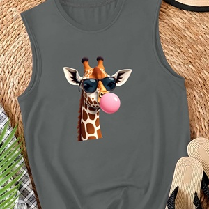 Chaleco informal para mujer jirafa que sopla chicle rosa - Product Image 2