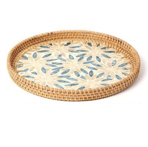 Plateau de service en bois arrondi pour la décoration de table de café, plateau à dessert, plateau pour hôtels et restaurants, aspect royal - Product Image 6