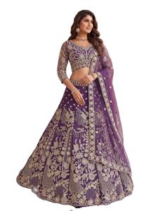 Conjunto de lehenga choli de diseño en azul verde azulado para mujer, con bordado elaborado en tela de red, ideal para bodas, largo hasta el suelo, corte regular, vestido étnico de invierno. - Product Image 3