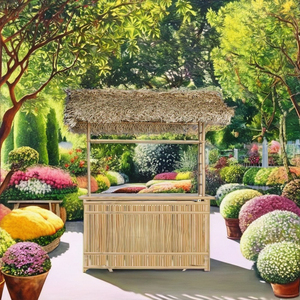 Wicker Outdoor Serving <b>Bar</b> Set Patio <b>Bar</b> Table Matching <b>Stools</b> Water Resistant Eco-Friendly Wood Table for Dining Drinking - Product Image 3